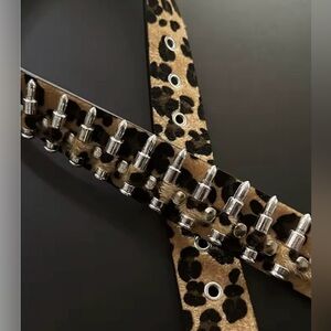 Leopard Print Studded Belt
